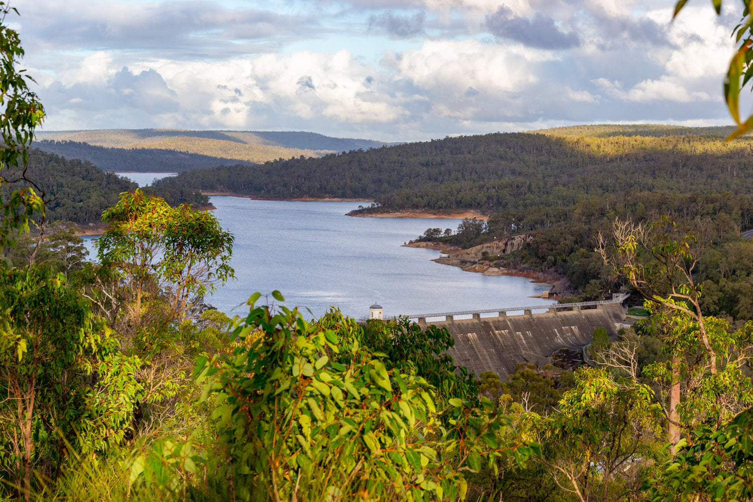 View of Mundaring Weir and Lake CY O’Connor from North Ledge Lookout